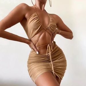 Gold glitter mini dress